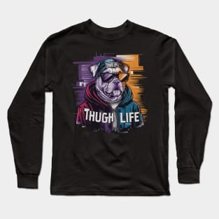 Thug Life Dog Design in Bold Colors Long Sleeve T-Shirt